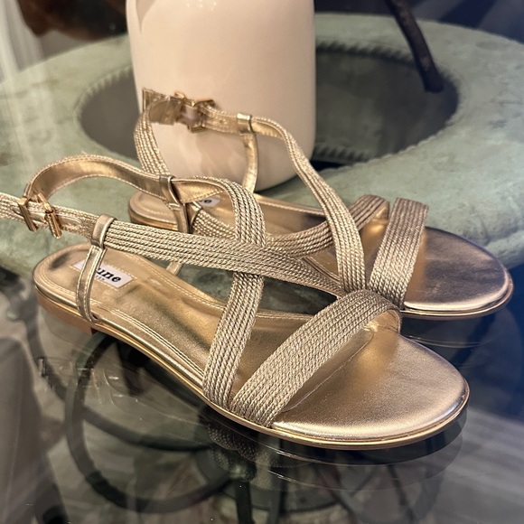 $90 New! Dune London Beautiful Gold Strappy Sandals sz 9 / 39 - Picture 3 of 6